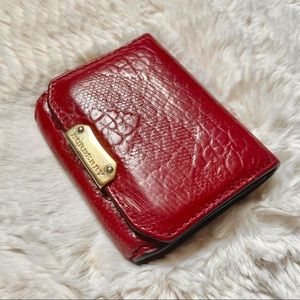 Burberry Plaid Embossed Crimson Cardholder Wallet Card Case